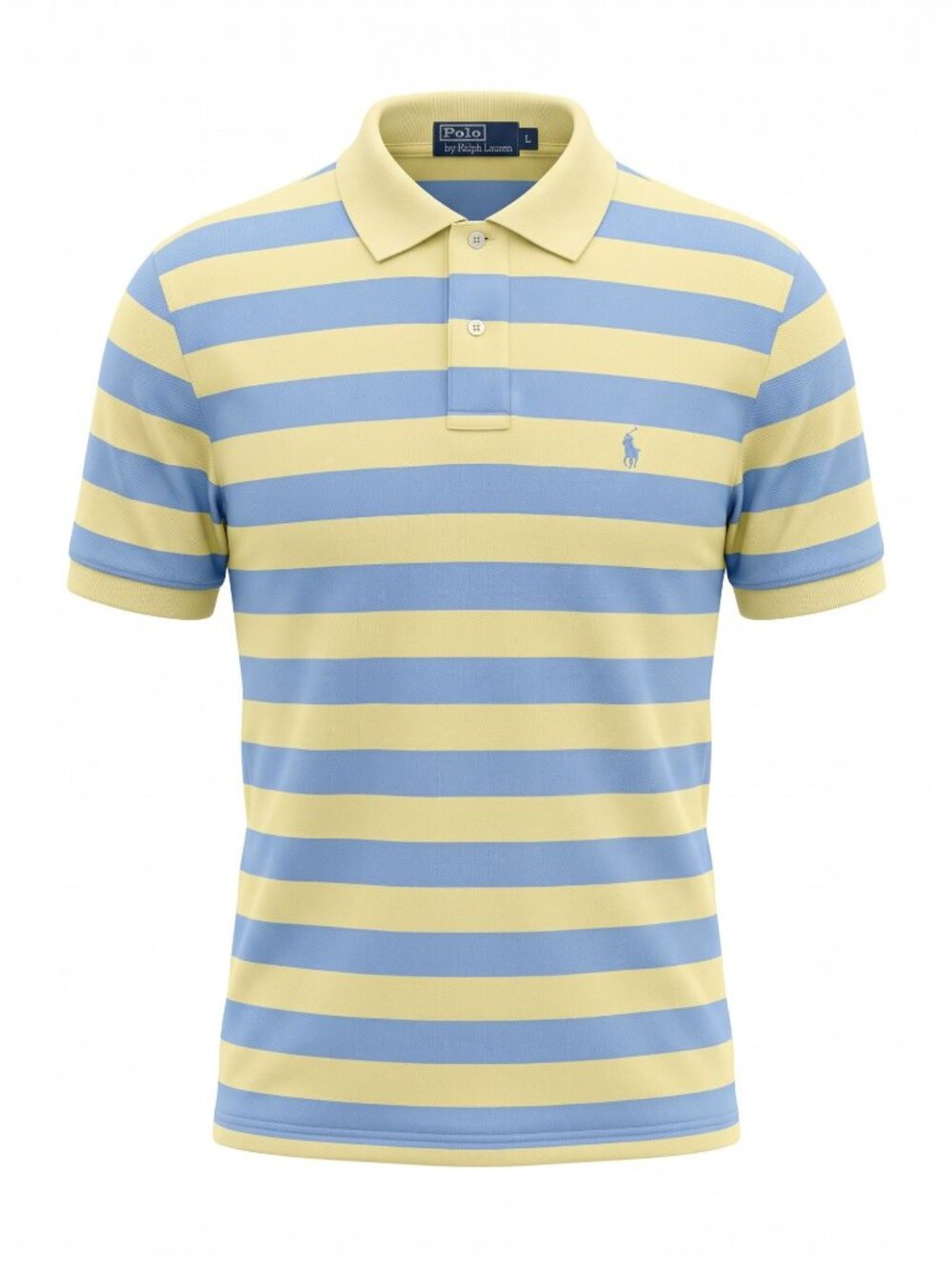 Vintage Polo Ralph Lauren Men’s Yellow Blue Striped Polo Shirt L